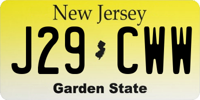 NJ license plate J29CWW
