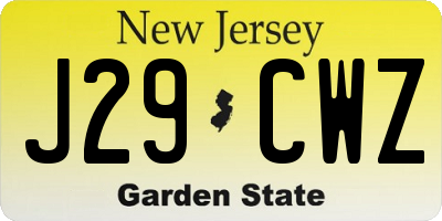 NJ license plate J29CWZ