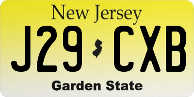 NJ license plate J29CXB