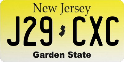 NJ license plate J29CXC