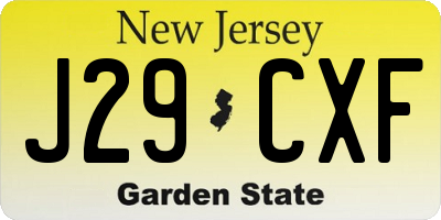 NJ license plate J29CXF
