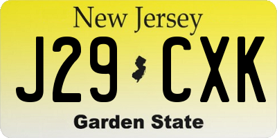 NJ license plate J29CXK