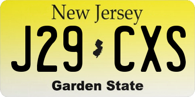 NJ license plate J29CXS