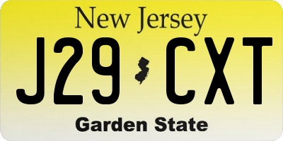NJ license plate J29CXT