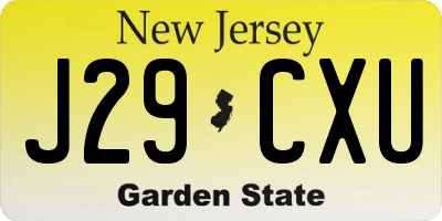 NJ license plate J29CXU
