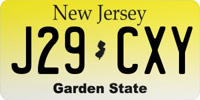 NJ license plate J29CXY