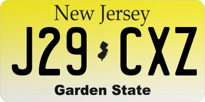 NJ license plate J29CXZ