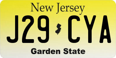 NJ license plate J29CYA
