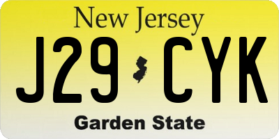 NJ license plate J29CYK