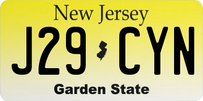 NJ license plate J29CYN