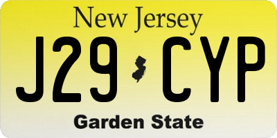 NJ license plate J29CYP