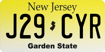 NJ license plate J29CYR