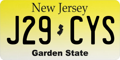 NJ license plate J29CYS