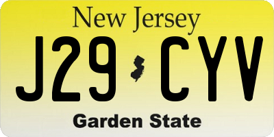 NJ license plate J29CYV