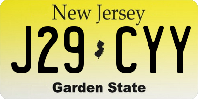 NJ license plate J29CYY