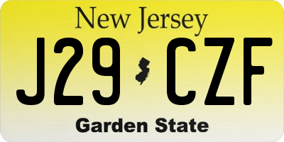 NJ license plate J29CZF