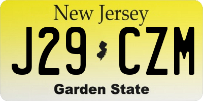NJ license plate J29CZM
