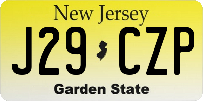 NJ license plate J29CZP