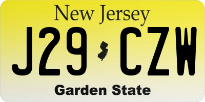 NJ license plate J29CZW