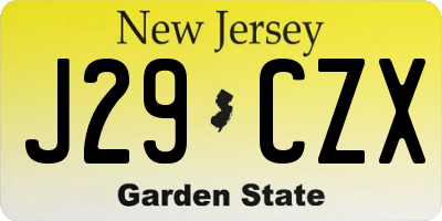 NJ license plate J29CZX