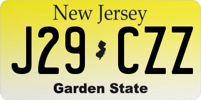 NJ license plate J29CZZ