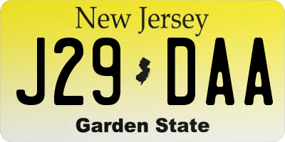 NJ license plate J29DAA