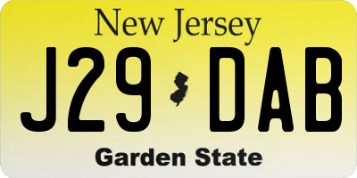 NJ license plate J29DAB