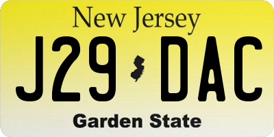 NJ license plate J29DAC