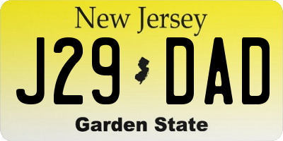NJ license plate J29DAD
