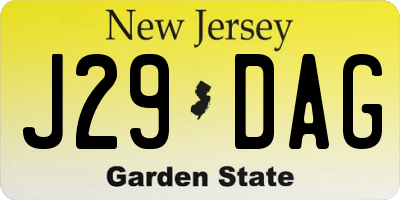 NJ license plate J29DAG