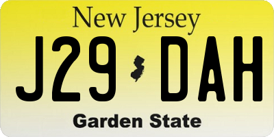 NJ license plate J29DAH