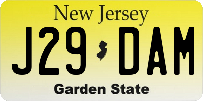 NJ license plate J29DAM