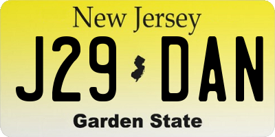 NJ license plate J29DAN
