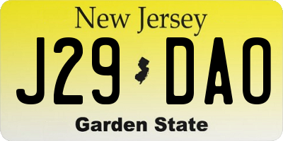 NJ license plate J29DAO