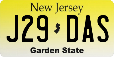 NJ license plate J29DAS