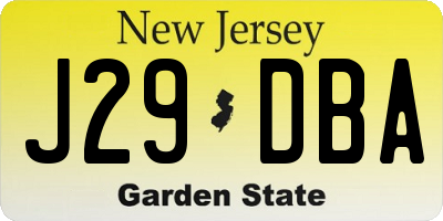 NJ license plate J29DBA