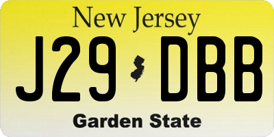 NJ license plate J29DBB