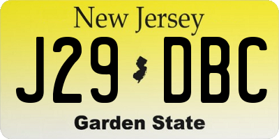 NJ license plate J29DBC