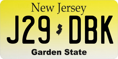 NJ license plate J29DBK