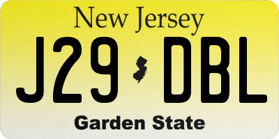 NJ license plate J29DBL