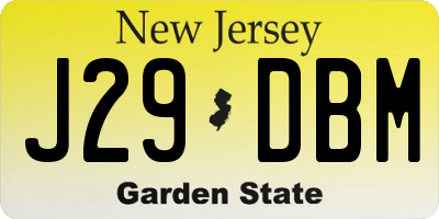 NJ license plate J29DBM