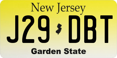 NJ license plate J29DBT