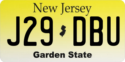 NJ license plate J29DBU