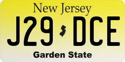 NJ license plate J29DCE
