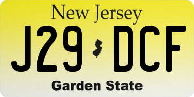 NJ license plate J29DCF
