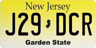 NJ license plate J29DCR