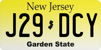 NJ license plate J29DCY