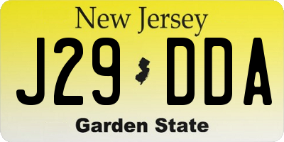 NJ license plate J29DDA