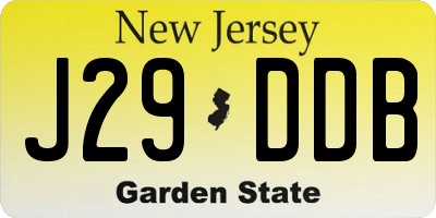 NJ license plate J29DDB
