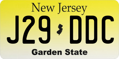NJ license plate J29DDC